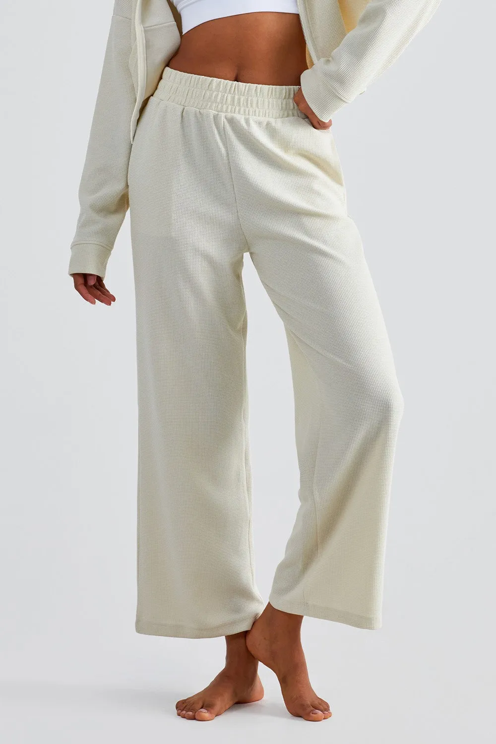 Waffle Knit Wide Leg Pants