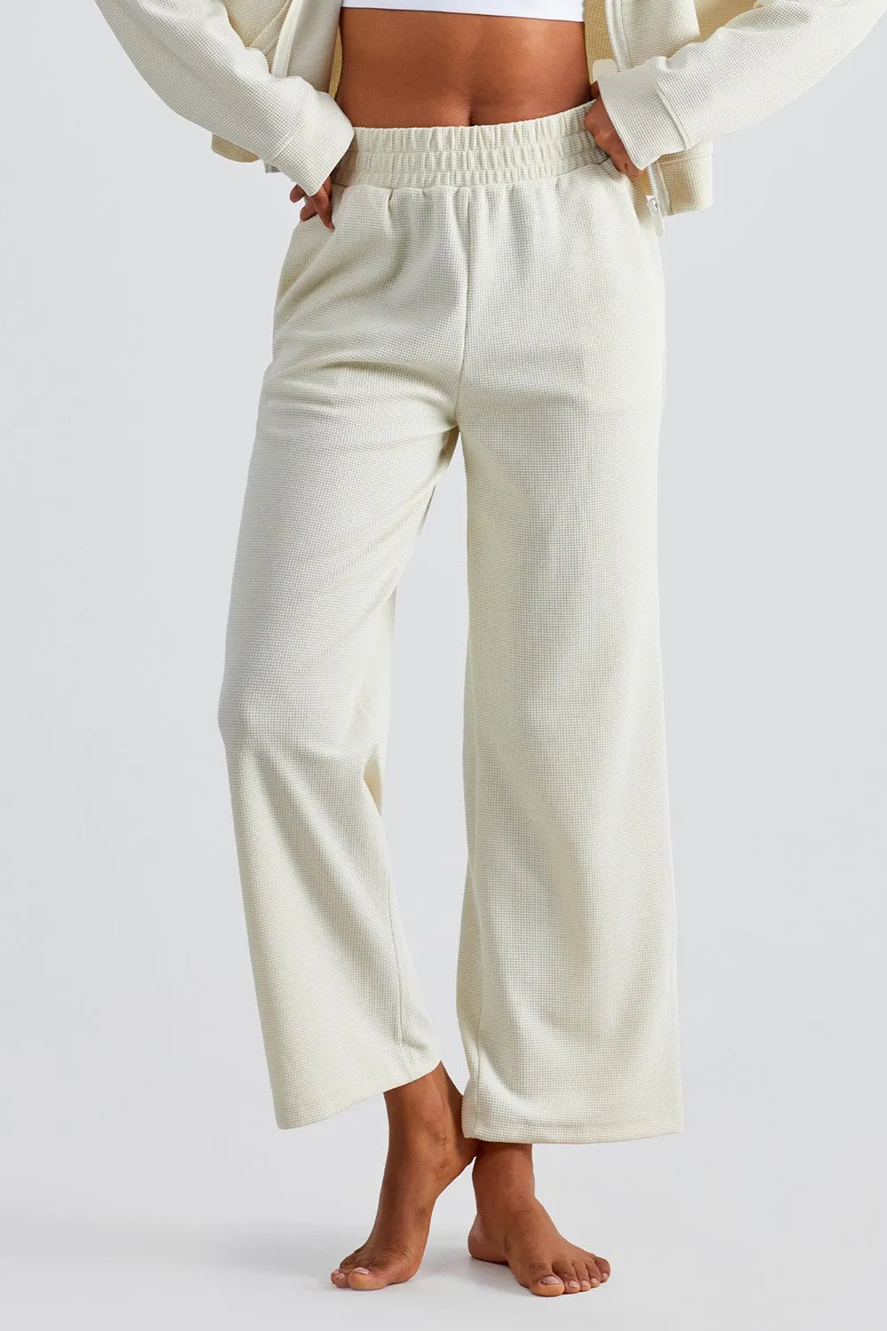 Waffle Knit Wide Leg Pants