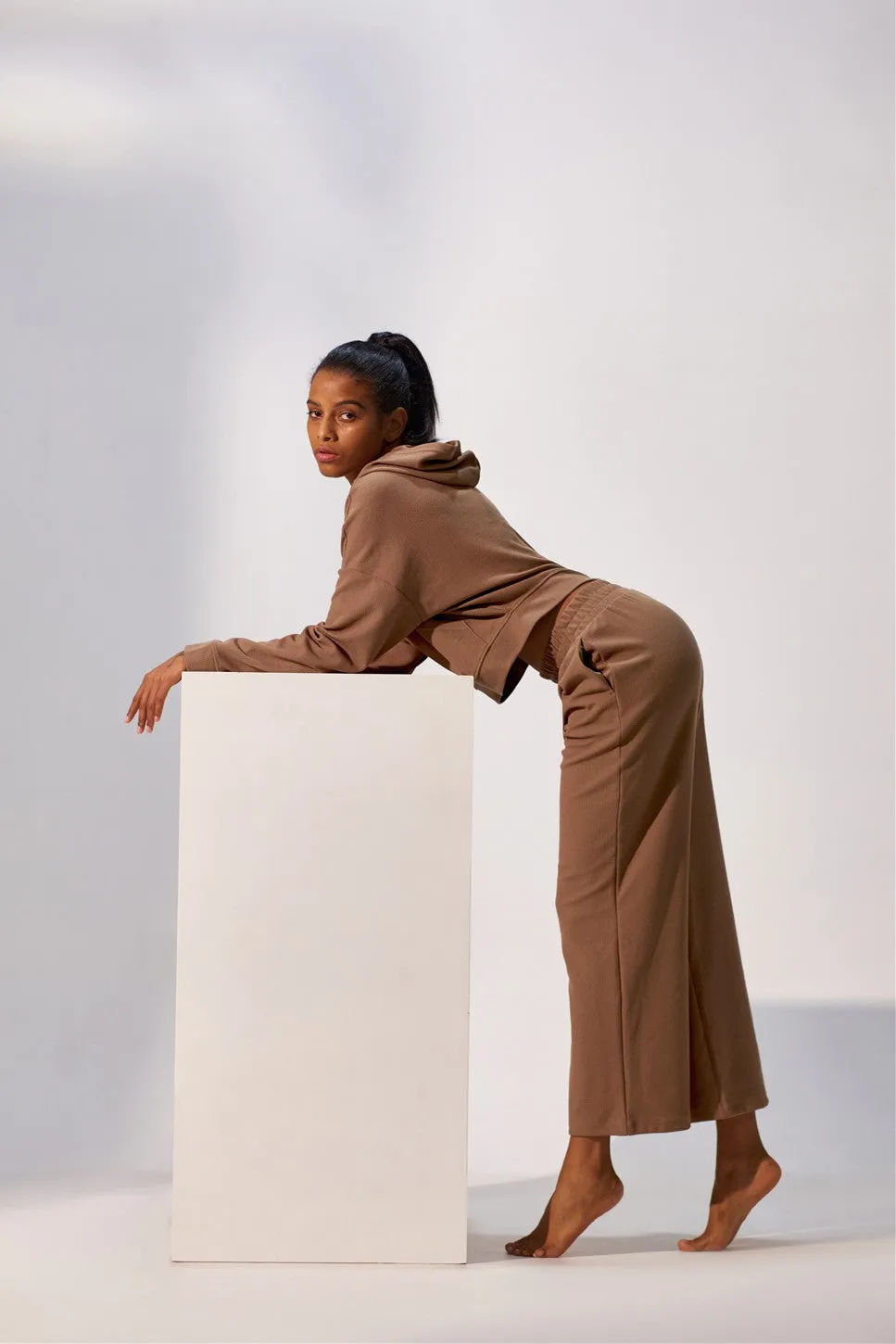 Waffle Knit Wide Leg Pants
