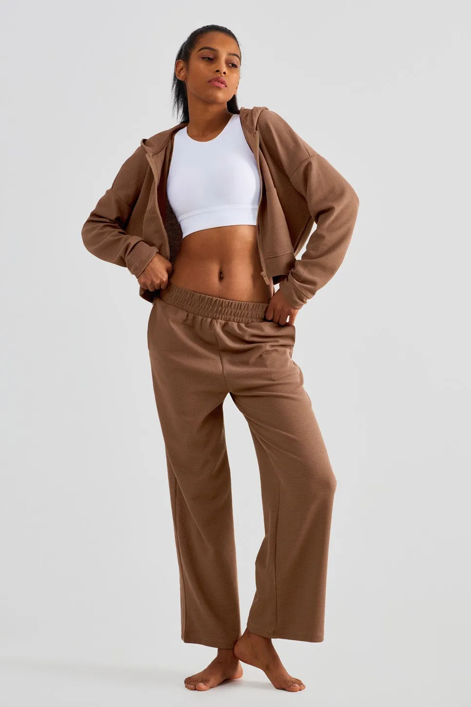 Waffle Knit Wide Leg Pants