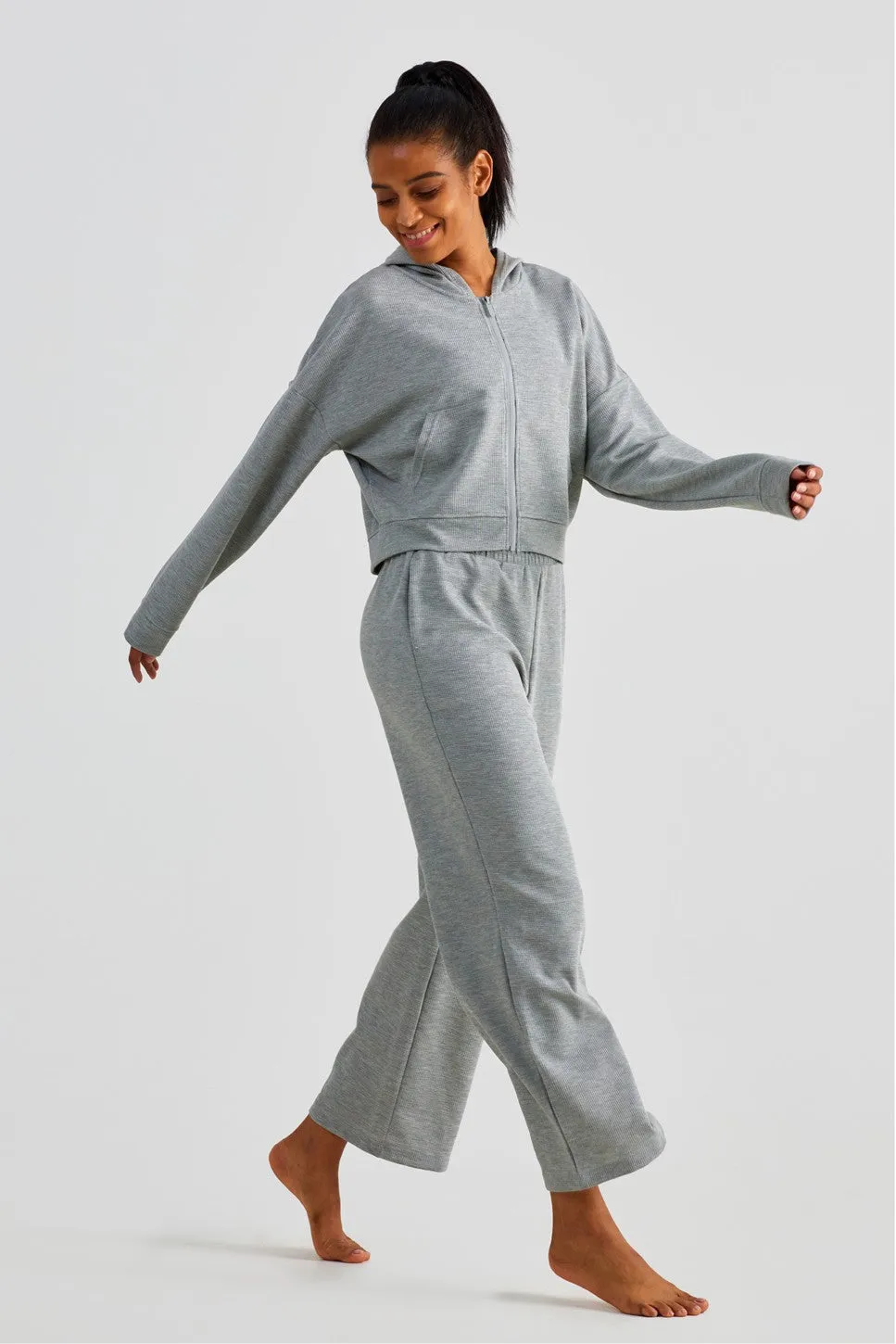 Waffle Knit Wide Leg Pants