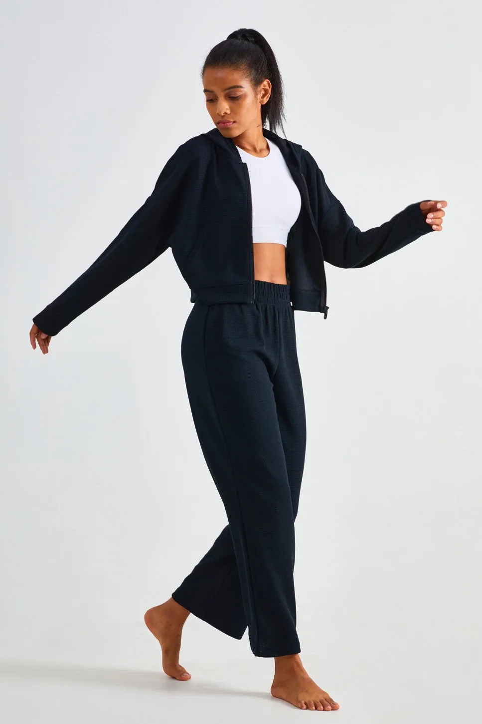 Waffle Knit Wide Leg Pants
