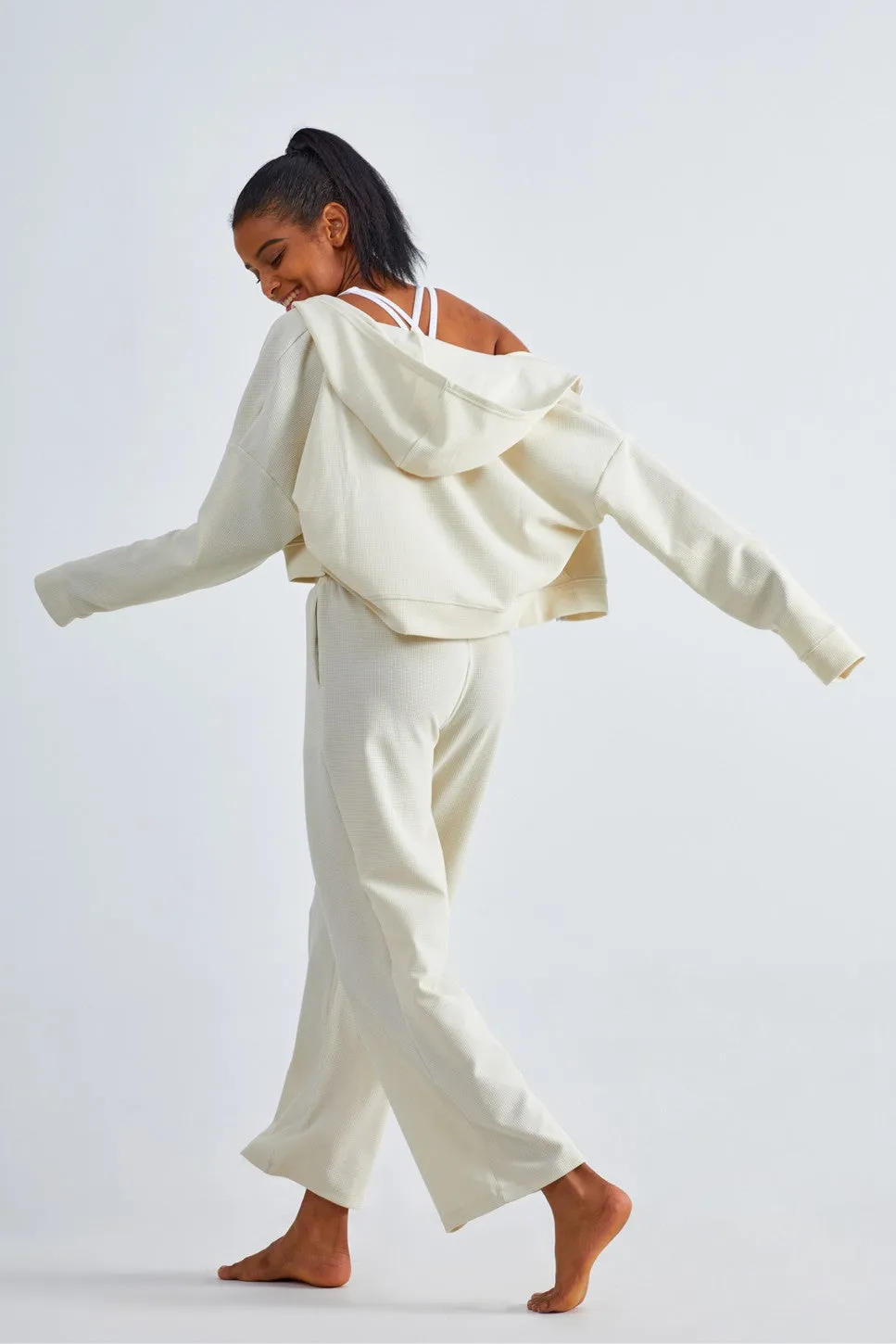 Waffle Knit Wide Leg Pants