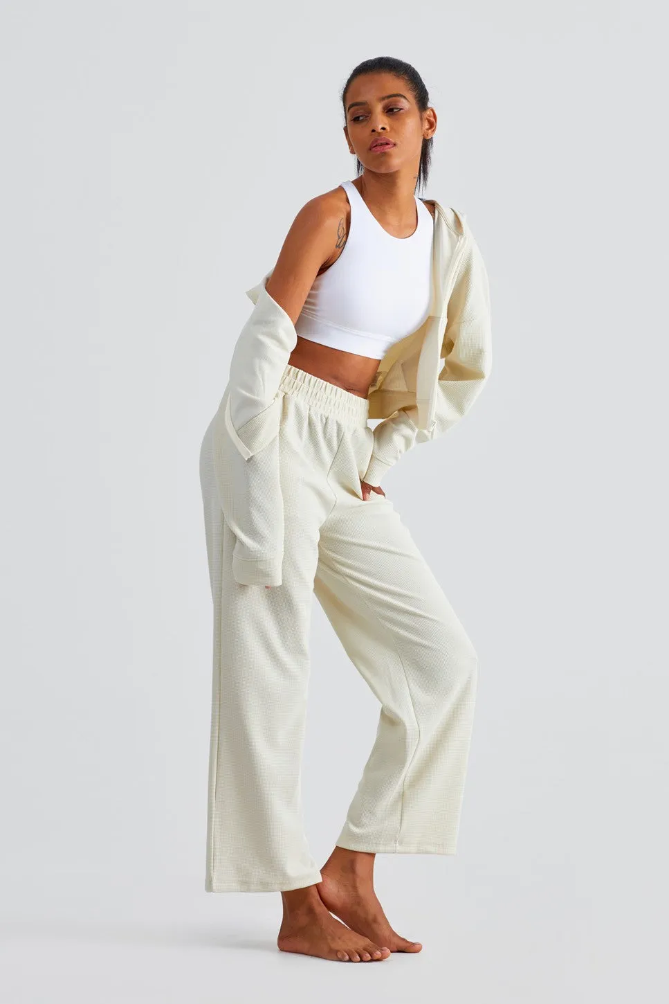 Waffle Knit Wide Leg Pants