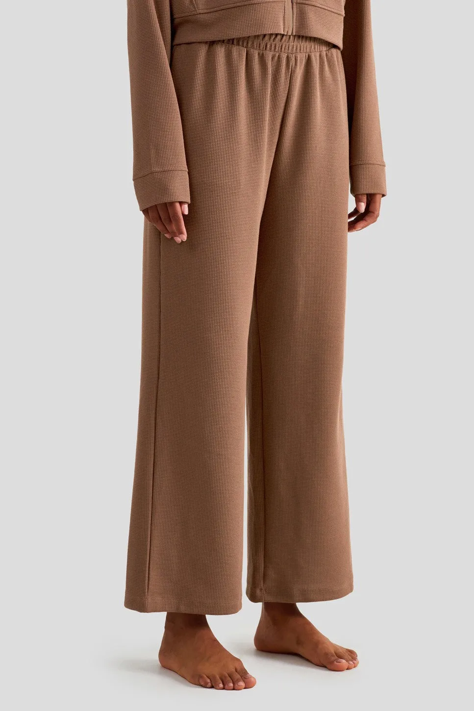 Waffle Knit Wide Leg Pants