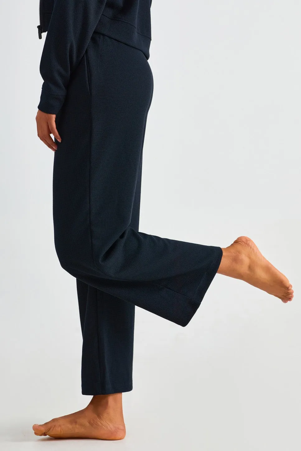 Waffle Knit Wide Leg Pants