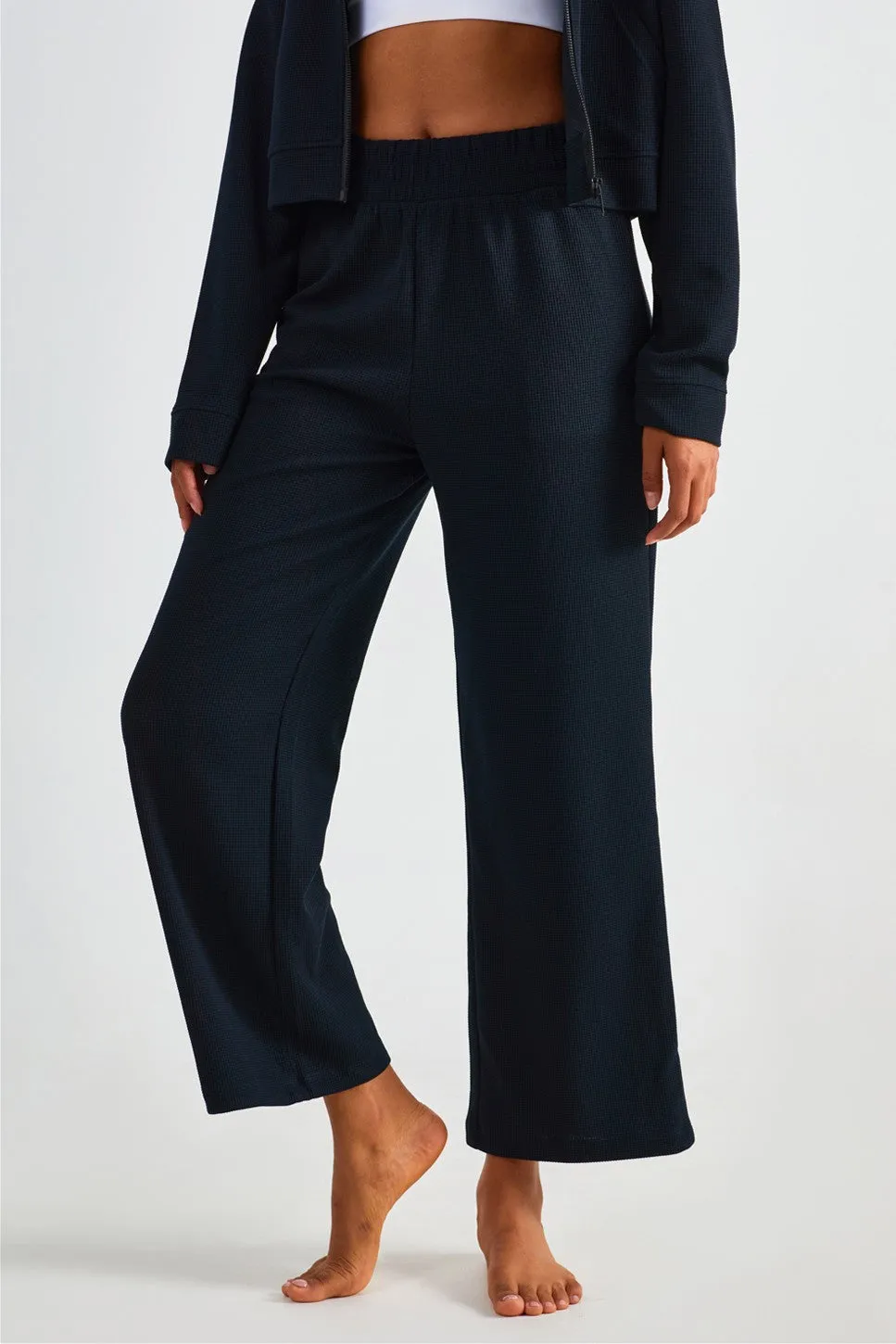 Waffle Knit Wide Leg Pants