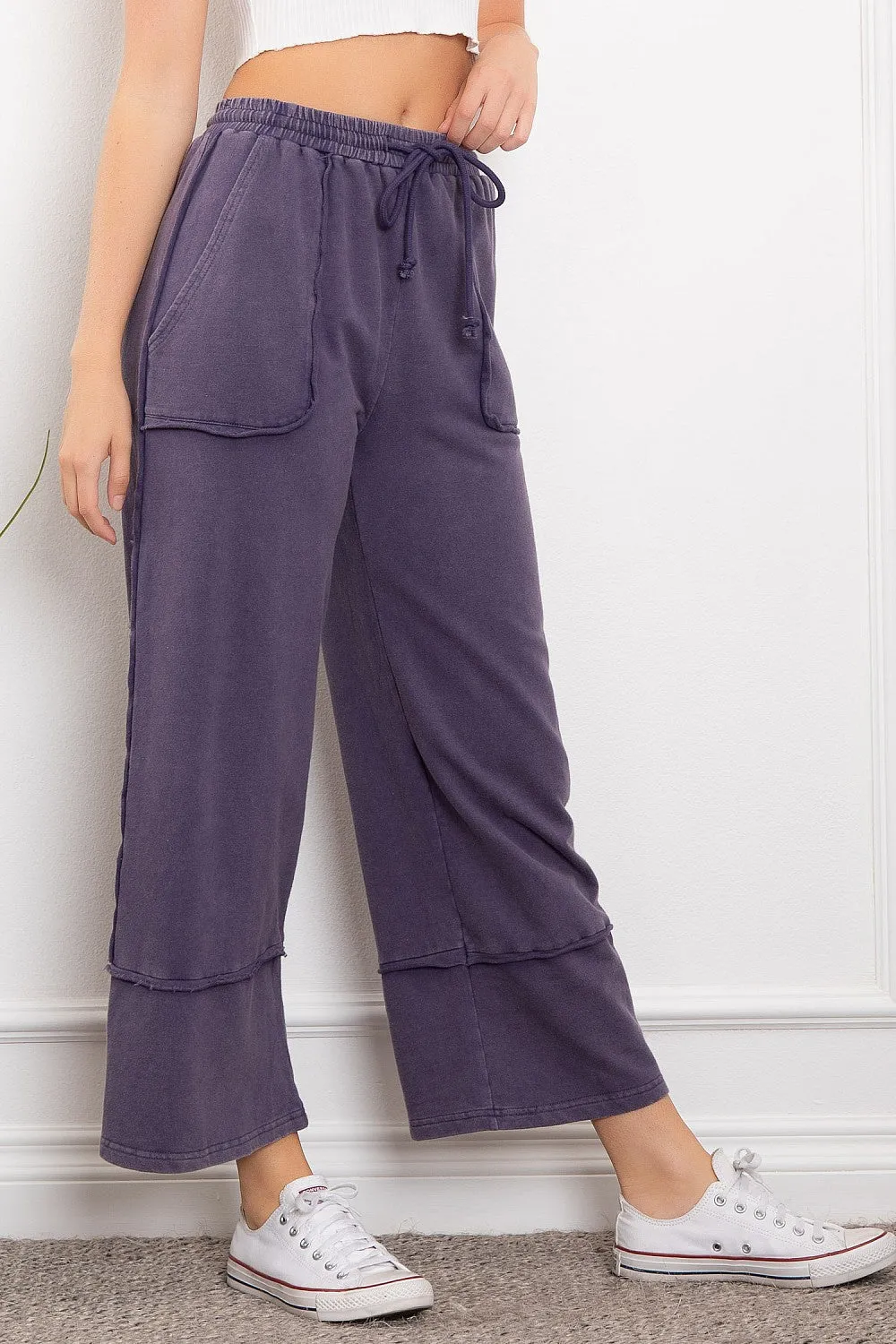 Wide Leg Jogger in Eggplant