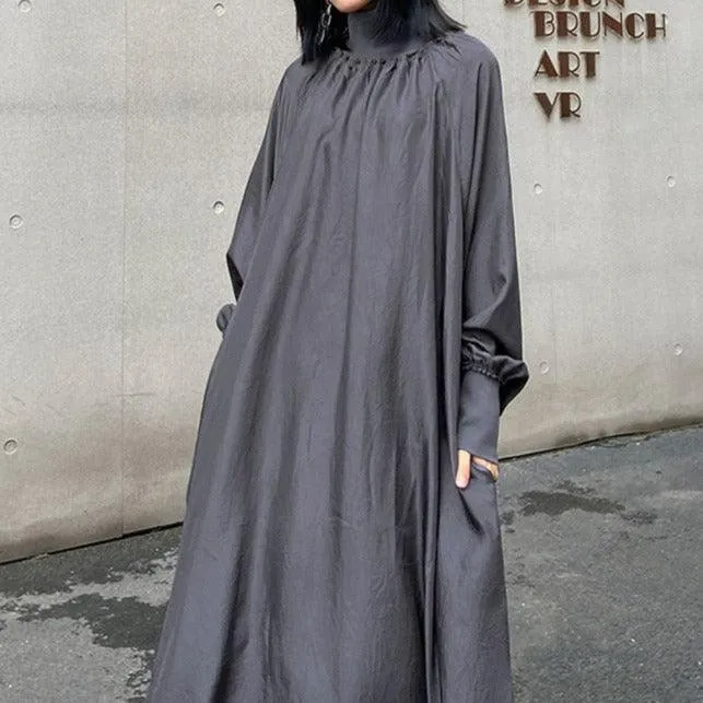 Women's solid turtleneck oversized dress