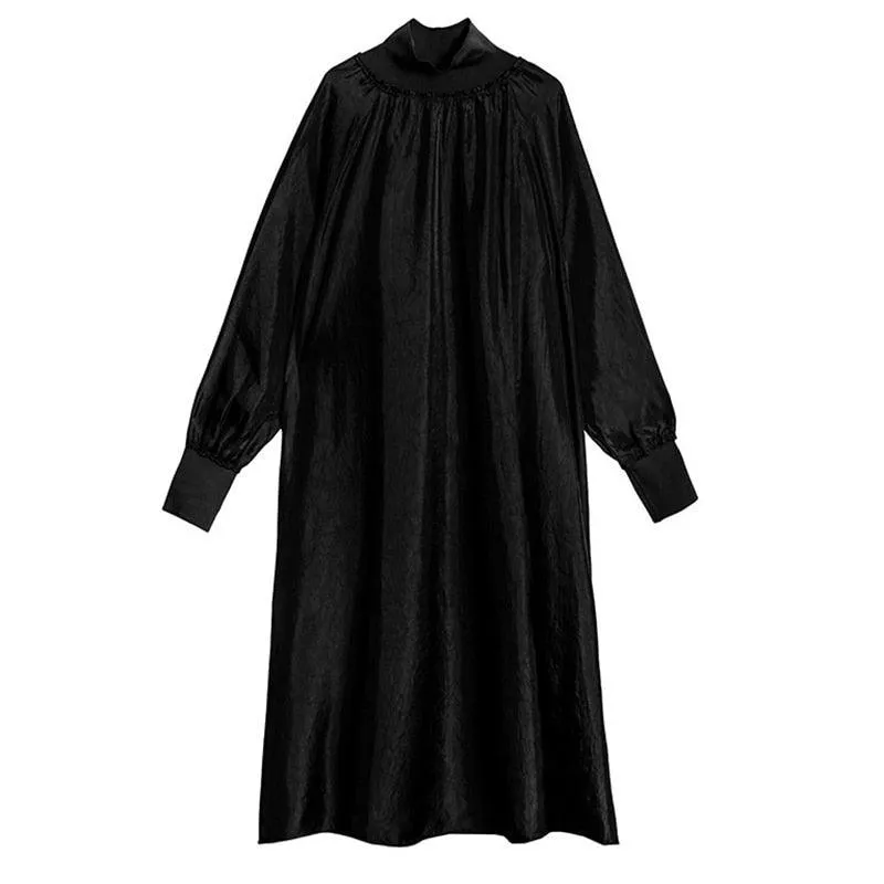 Women's solid turtleneck oversized dress