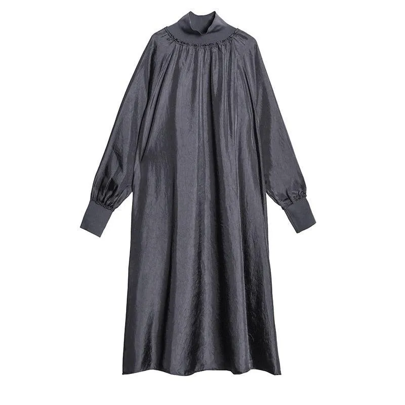 Women's solid turtleneck oversized dress