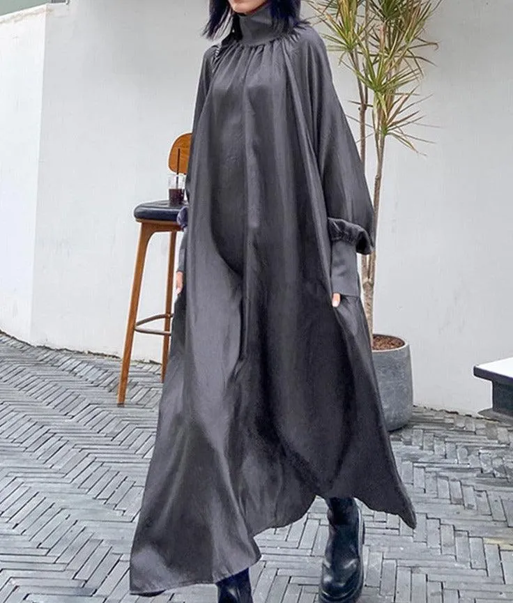 Women's solid turtleneck oversized dress