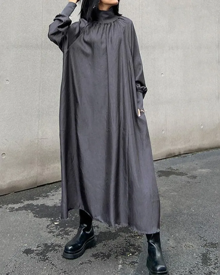 Women's solid turtleneck oversized dress