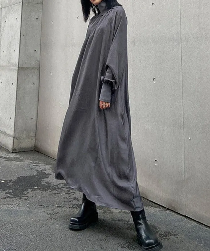 Women's solid turtleneck oversized dress