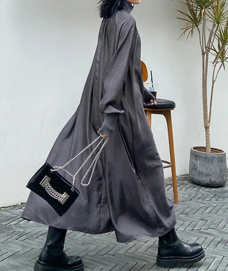 Women's solid turtleneck oversized dress