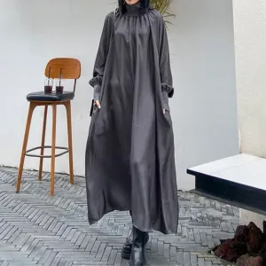 Women's solid turtleneck oversized dress